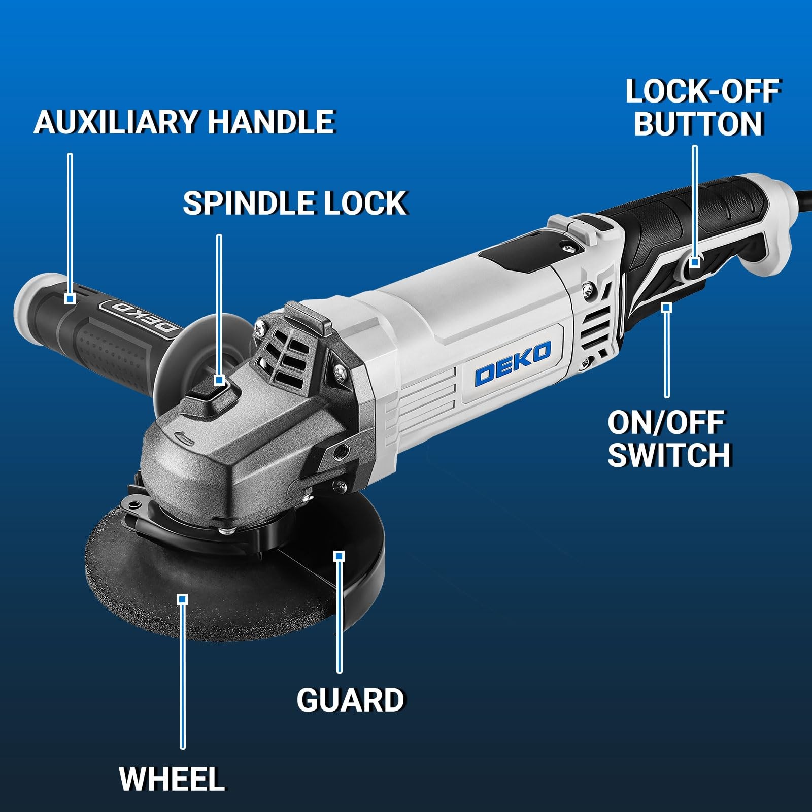 Angle Grinder Electric Power Tool: DEKOPRO 4-1/2 Inch 7.5-Amp Hand Corded Ang…