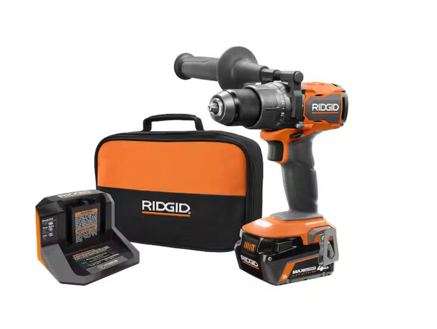 RIDGID 18V Brushless 1/2 Hammer Drill Kit w/4.0 Ah MAX Battery Charger Tool Bag