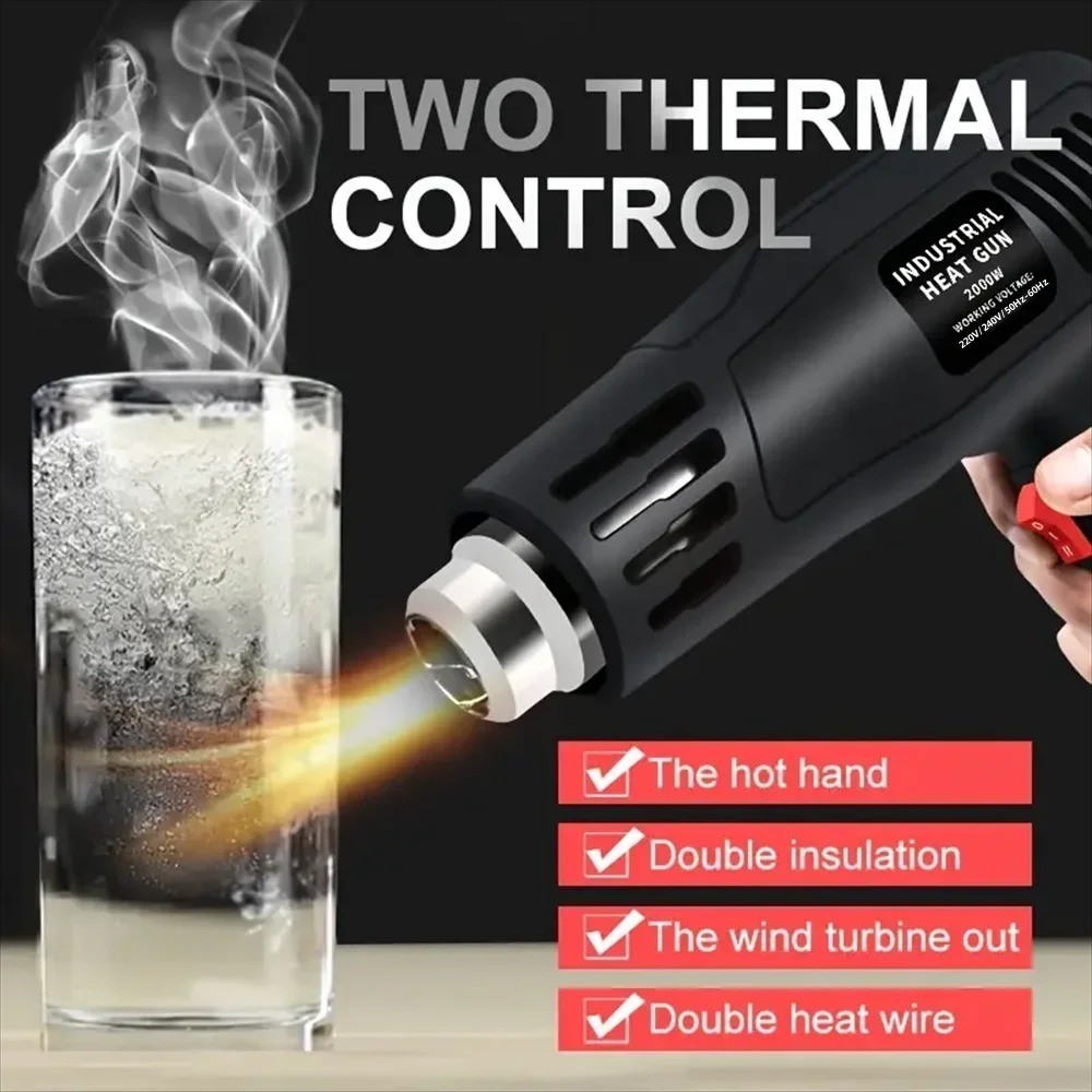 2000W Electric Heat Gun Variable Temperature Hot Air Gun with Nozzles Tool – USA