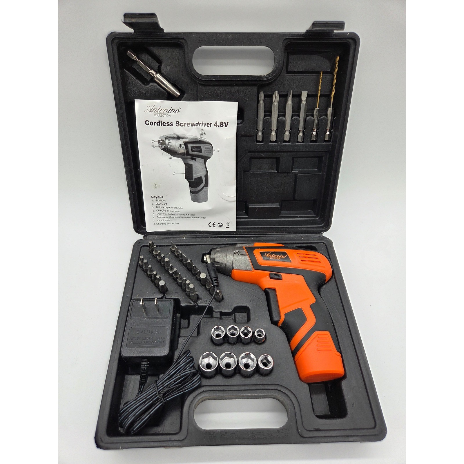 Unisex Cordless Screwdriver OS Orange Good 4.8V 45pc Kit Antonino Collection