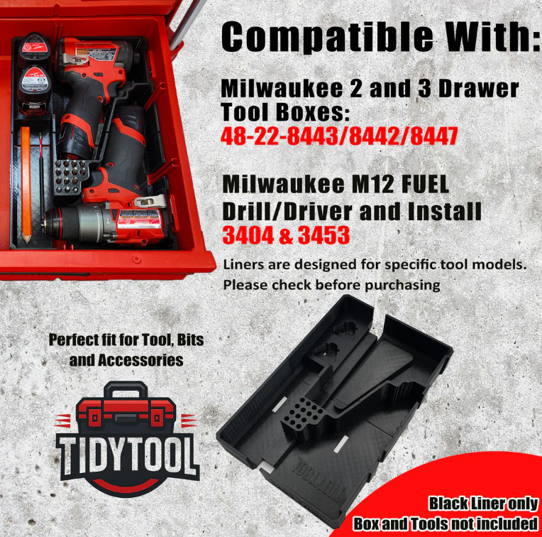 Milwaukee Drawer Liner for M12 FUEL Drill/Driver and impact