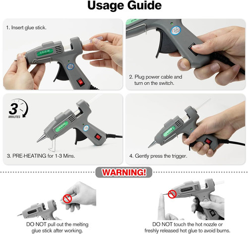 Mini Hot Glue Gun Kit with 30 Sticks – Fast Small, Grey-new Packaging