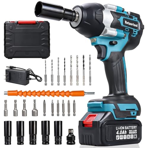 Cordless Impact Wrench 740Ft-lbs () Brushless 1/2&Prime; High Torque 1000N.m Blue