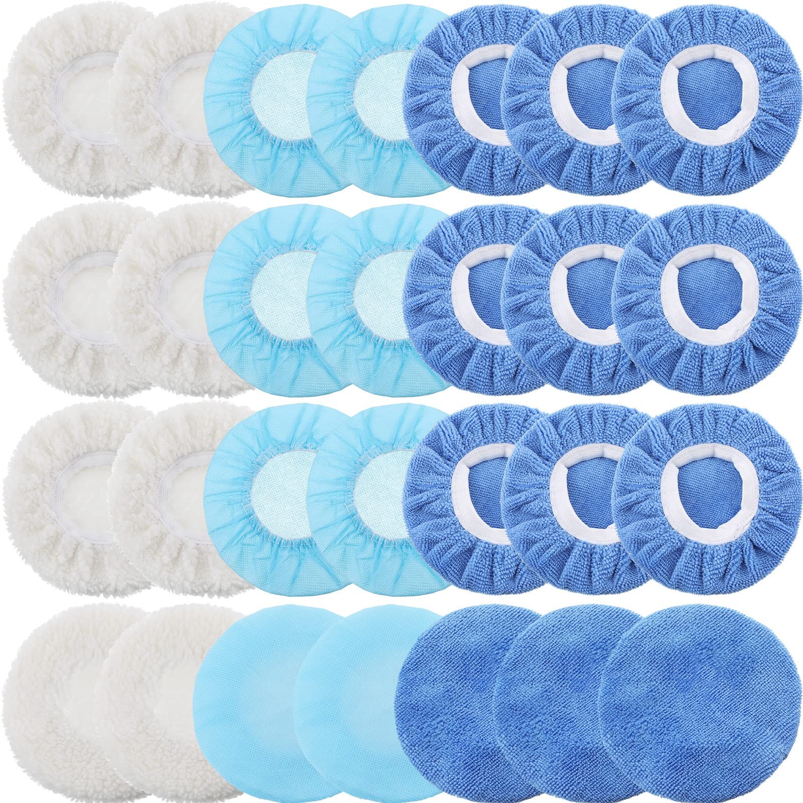 60 Pcs Car Orbital Buffer Polisher Pad Bonnets 5-6 Inch Microfiber Polishing …