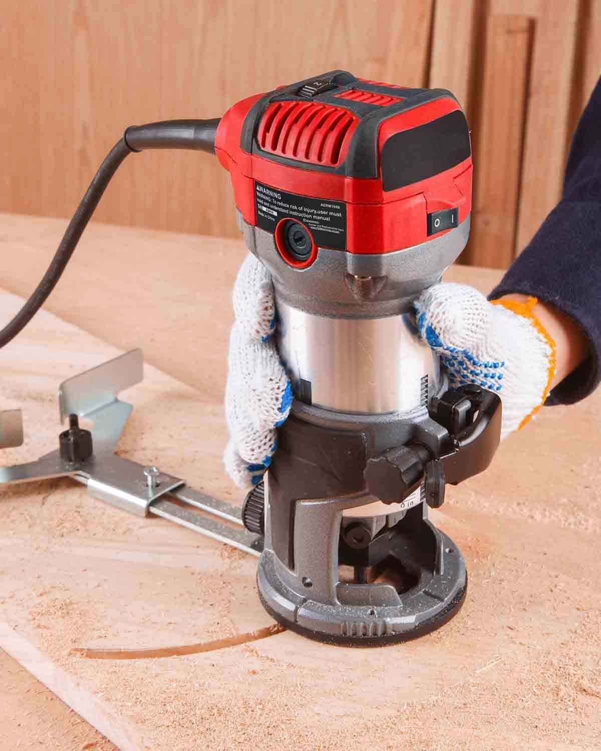 Fresadora compacta de 6.5 amperios y 1.25 HP para carpintería, con base fija, fr