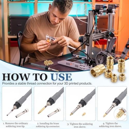 Pcs Threaded Inserts with Soldering Iron Tip Press Tool M5 x 5mm H x 7mm OD 40