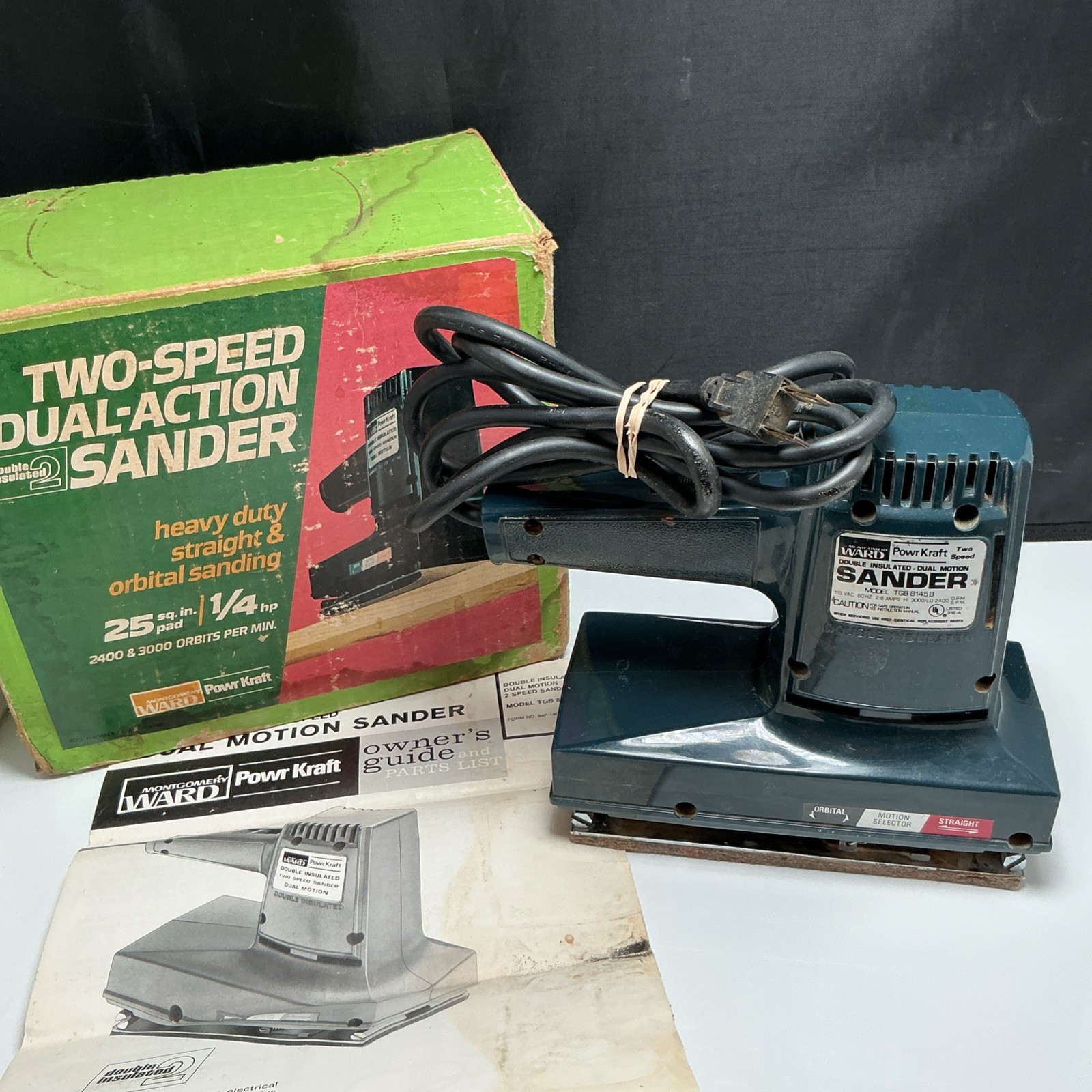 Vintage Montgomery Ward Powr Kraft Dual-Action Sander Model TGB 8145B Tested