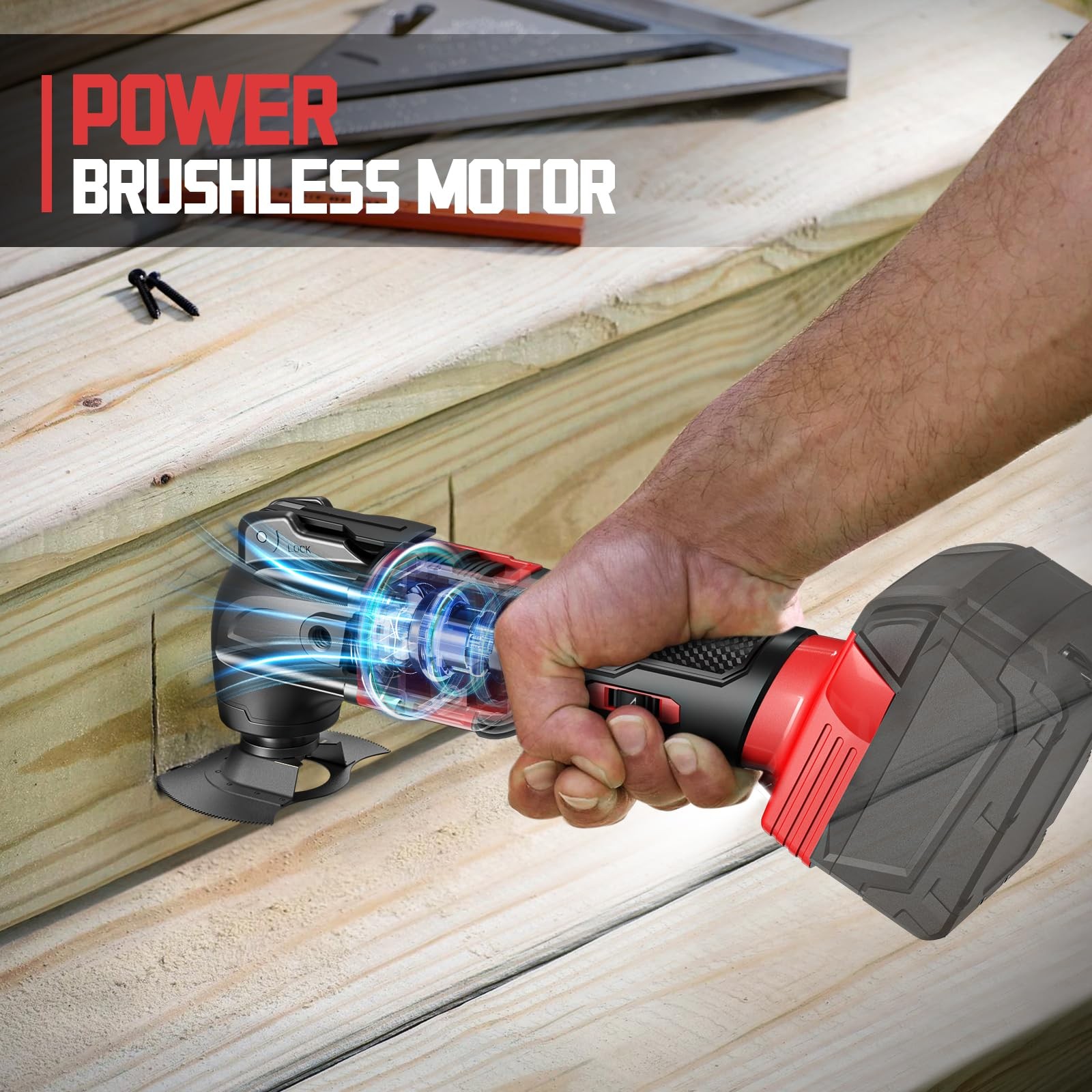 Cerycose Cordless Oscillating Tool Compatible with Milwaukee 18V Battery, Red