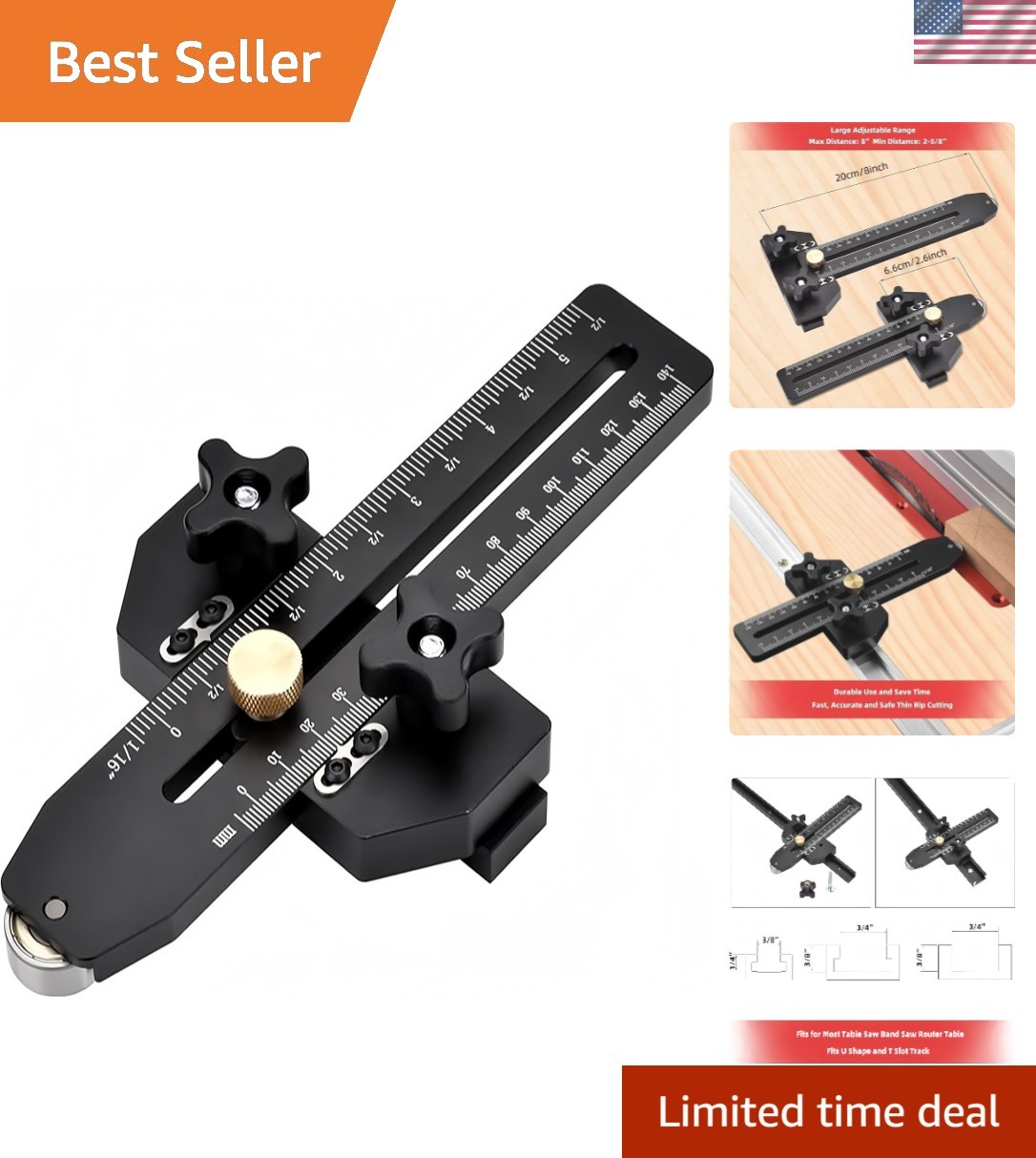 Precision Thin Rip Jig for Table Saws, Micro-Adjustable Woodworking Guide, An…