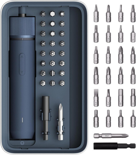 HOTO Electric Screwdriver Kit, Upgraded 1/4 » Hex 25 Bits, Magnetic Navy Blue