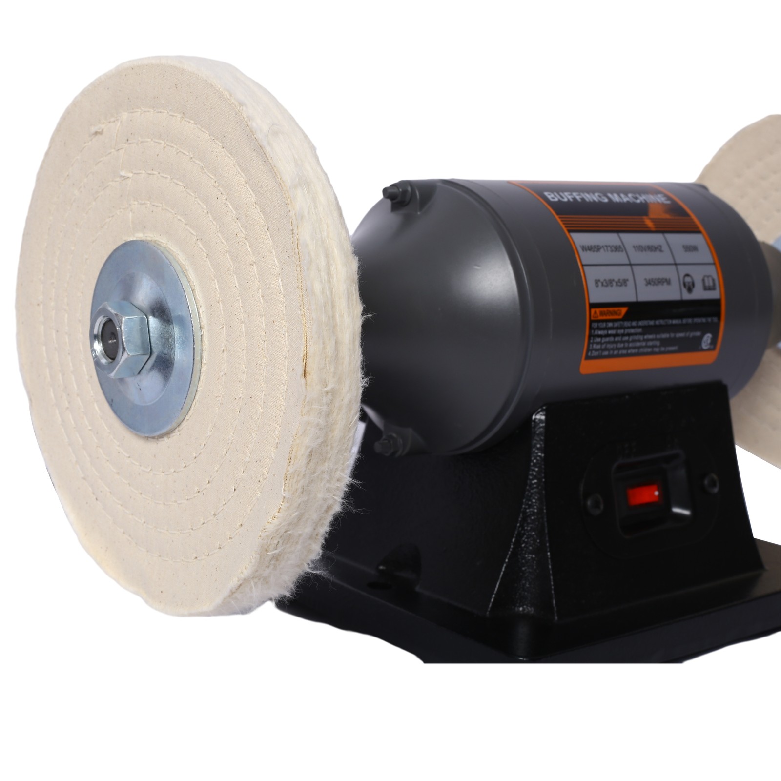 8 Inch Electric Bench Buffer Polisher Grinder 550W with 4 Buffing Wheels