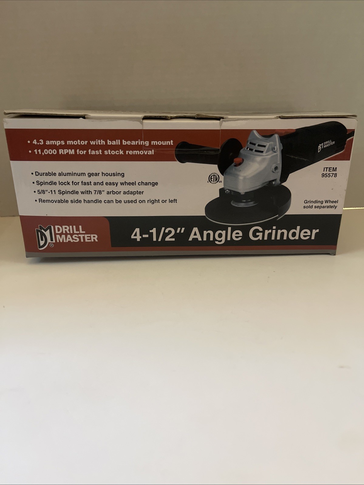 Drill Master 120 Volt 4-1/2&Prime; Angle Grinder 4.3 Amp 11000 RPM New