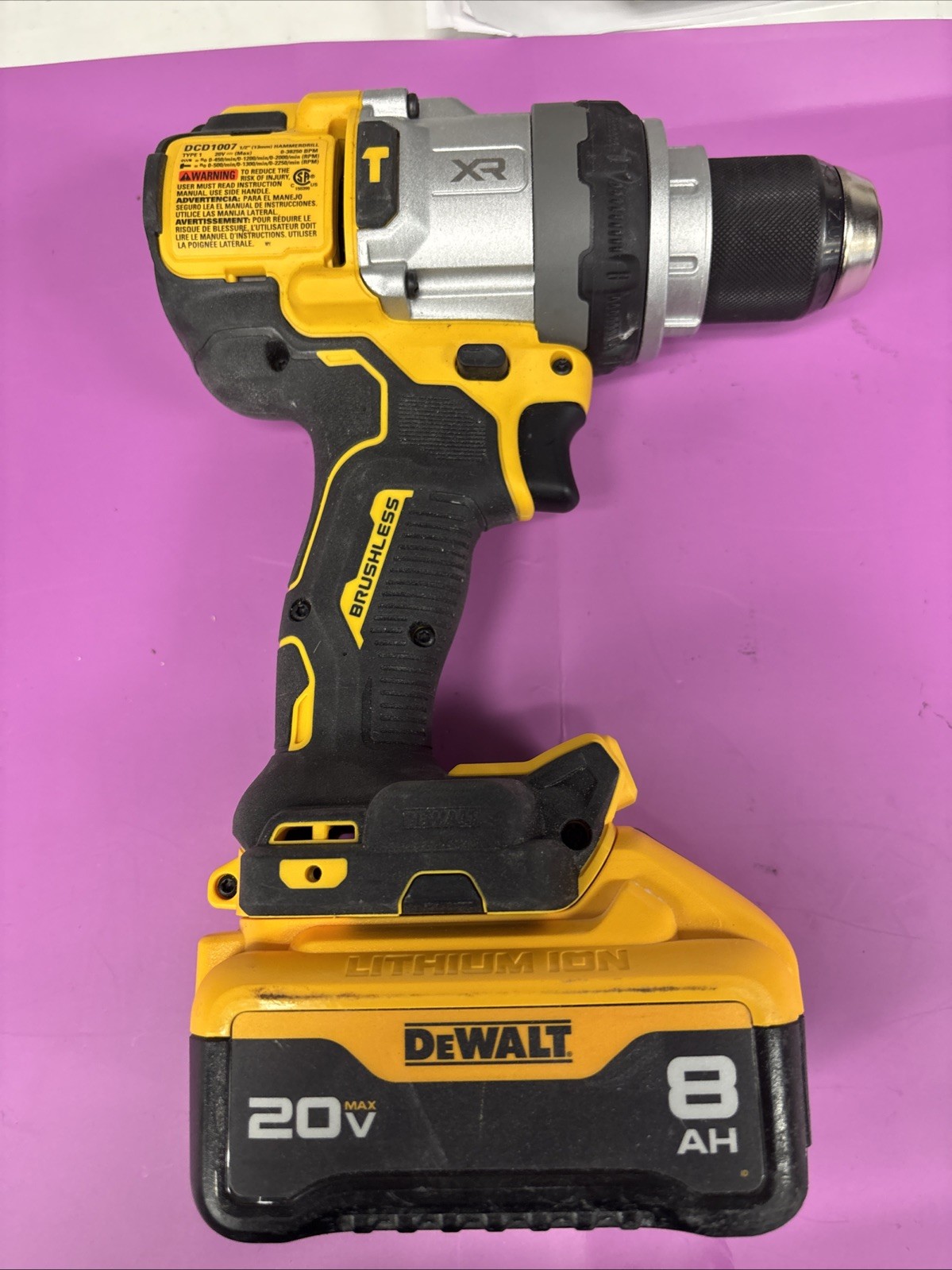 Dewalt DCD1007 Inch Brushless Hammer Drill With 20V 8AH Battery