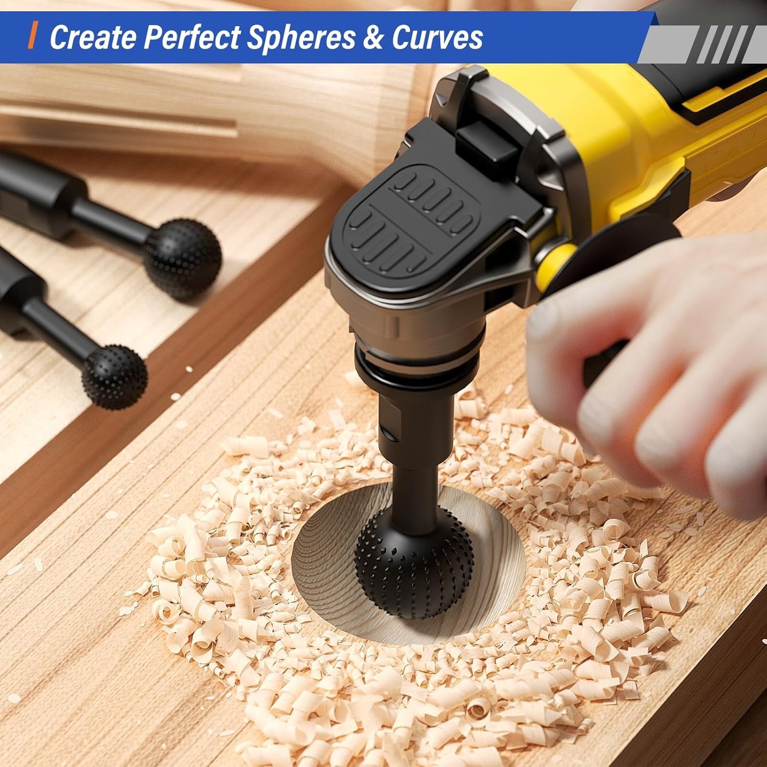 Carbide Steel Rotary Burr Set 3 Sizes for Angle Grinders, Wood Hollowing Tools