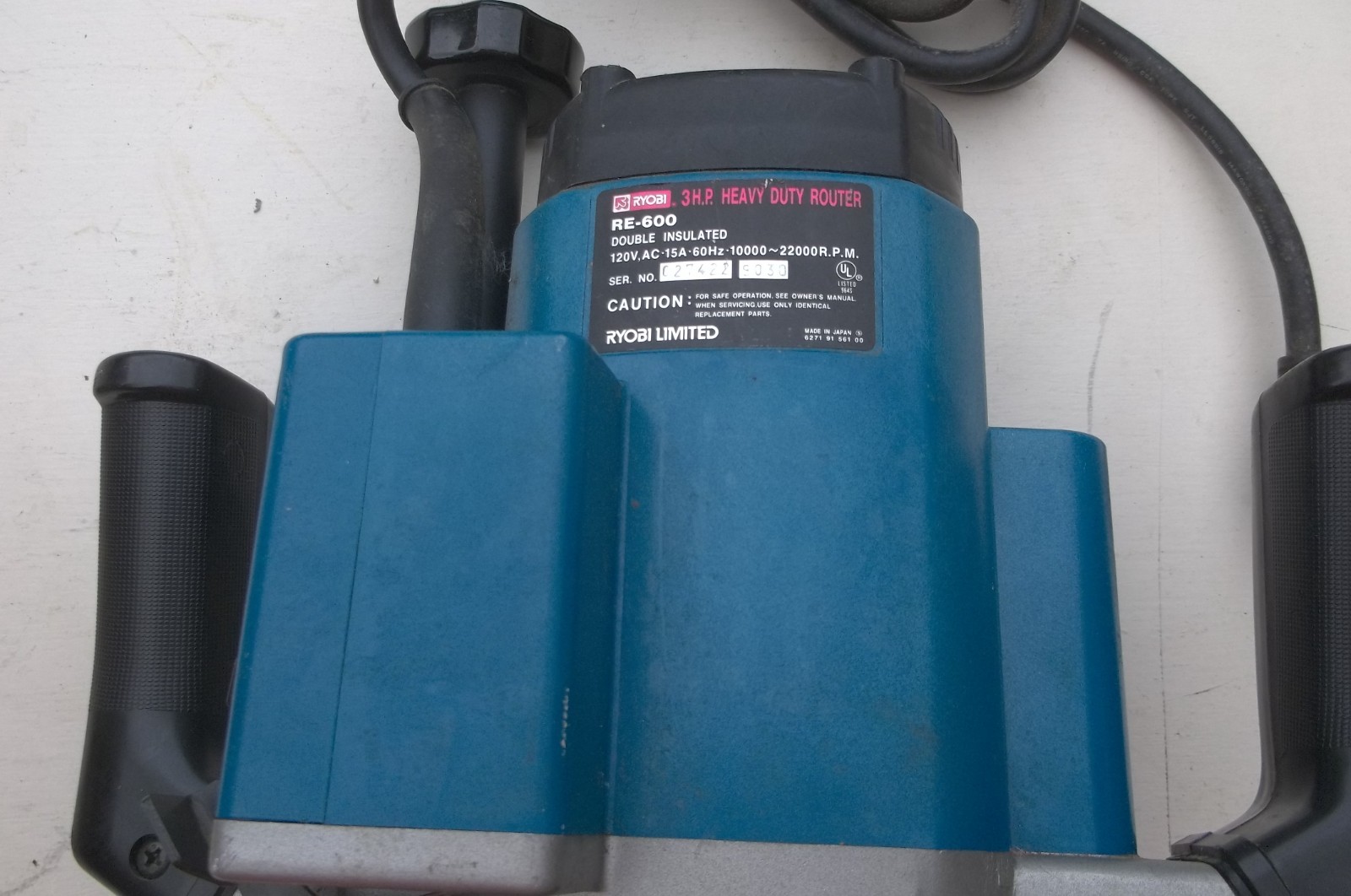 Ryobi Plunge Router RE 600 3HP Heavy Duty 15 AMP 22,000 RPM Variable Speed