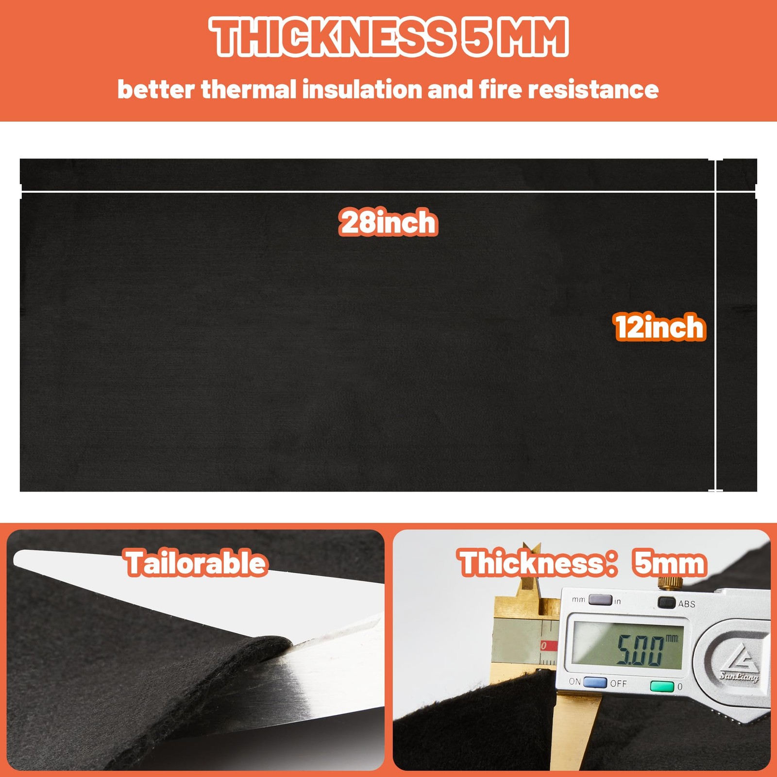 2 Pack Carbon Felt Welding Blanket Soldering Mat, 12 x 28 in, 5mm Thick, 1800…