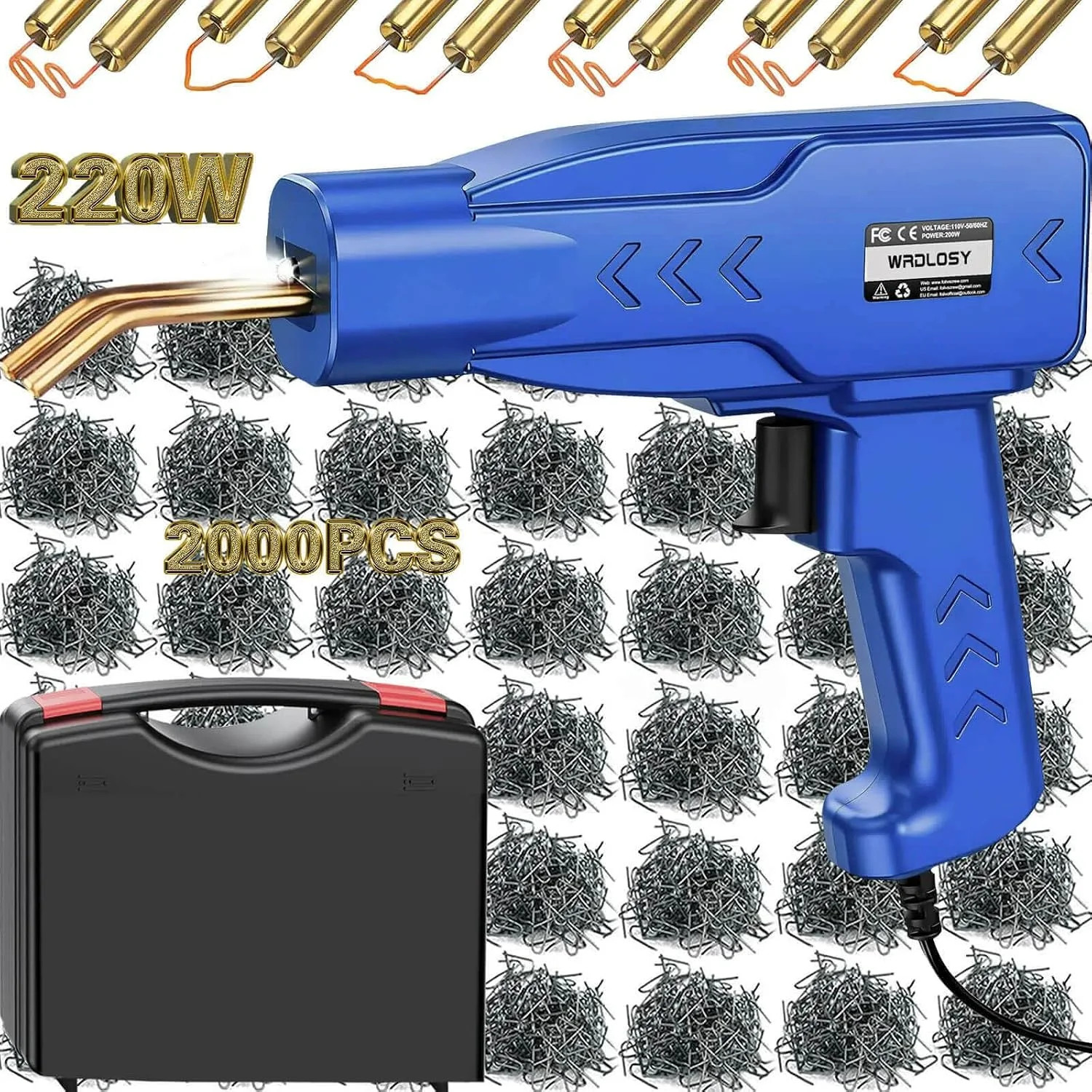 220W Plastic Welder, 2000PCS Staples Plastic welding Kit, Custom Carry Case Plas