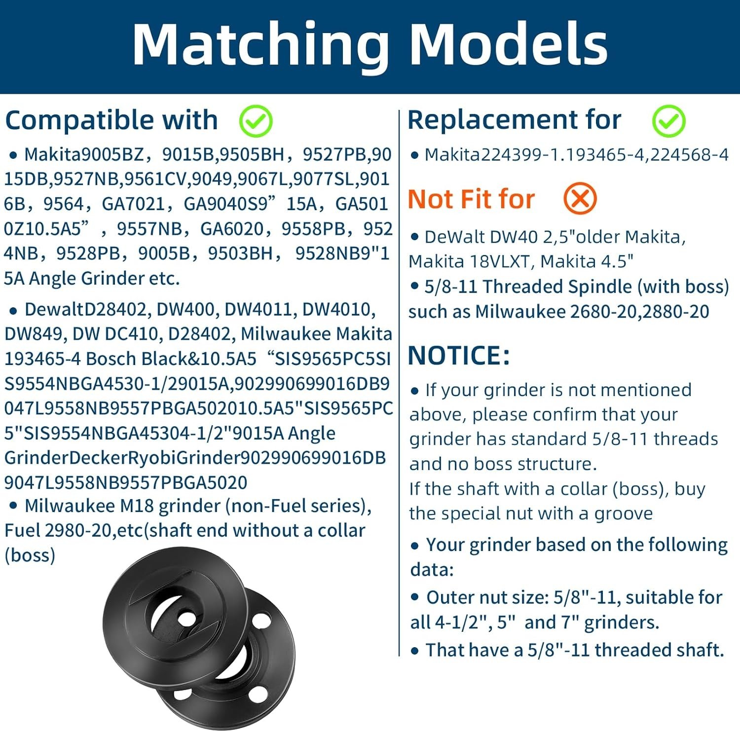 Grinder Flange Lock Nut Wrench Fit Milwaukee Dewalt Makita 4-1/2&Prime;5&Prime; 5/8-11 Parts