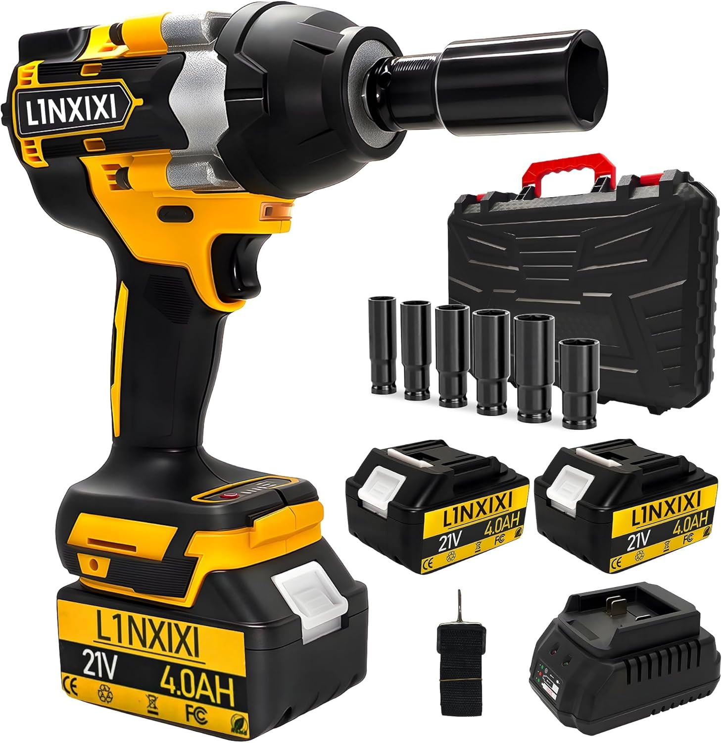 1/2 Cordless Impact Wrench, 1/2 Inch Impact Drive with Brushless Motor, 1000N.M(