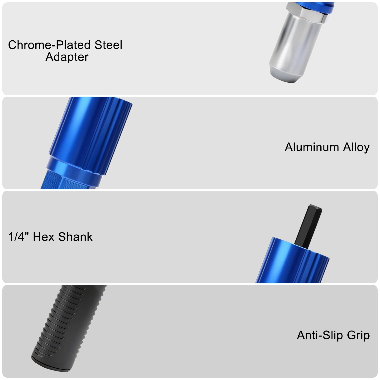 Pop Rivet Gun Adapter for Electric Drill 1/4&Prime; Hex Shank Riveting Tool 2.4-4.8mm
