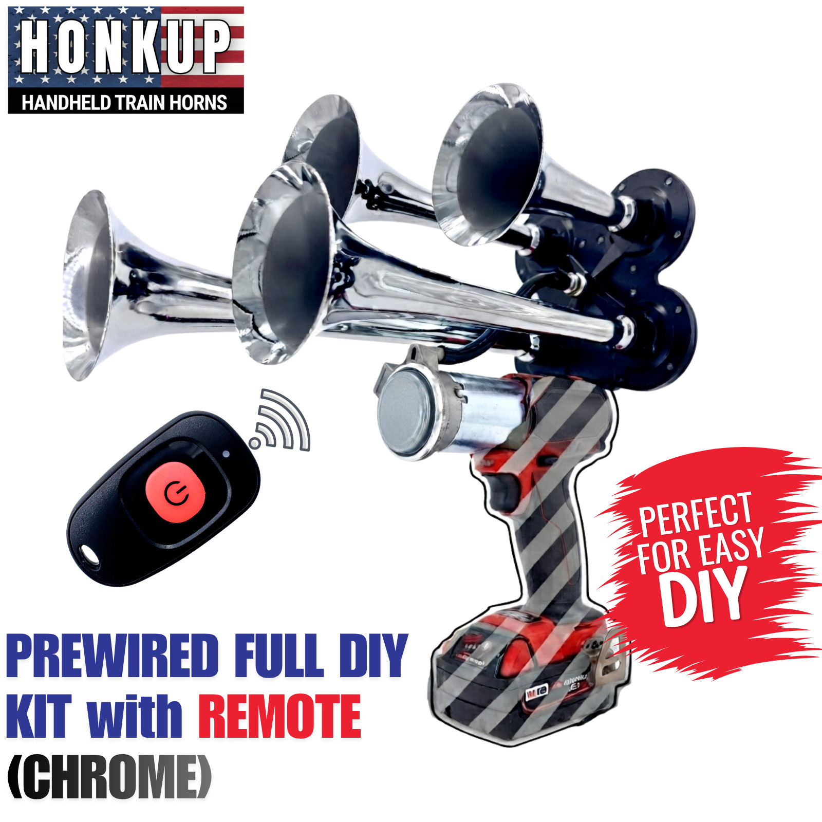 Prewired DIY Train Horn Kit for Milwaukee® Drill with Remote