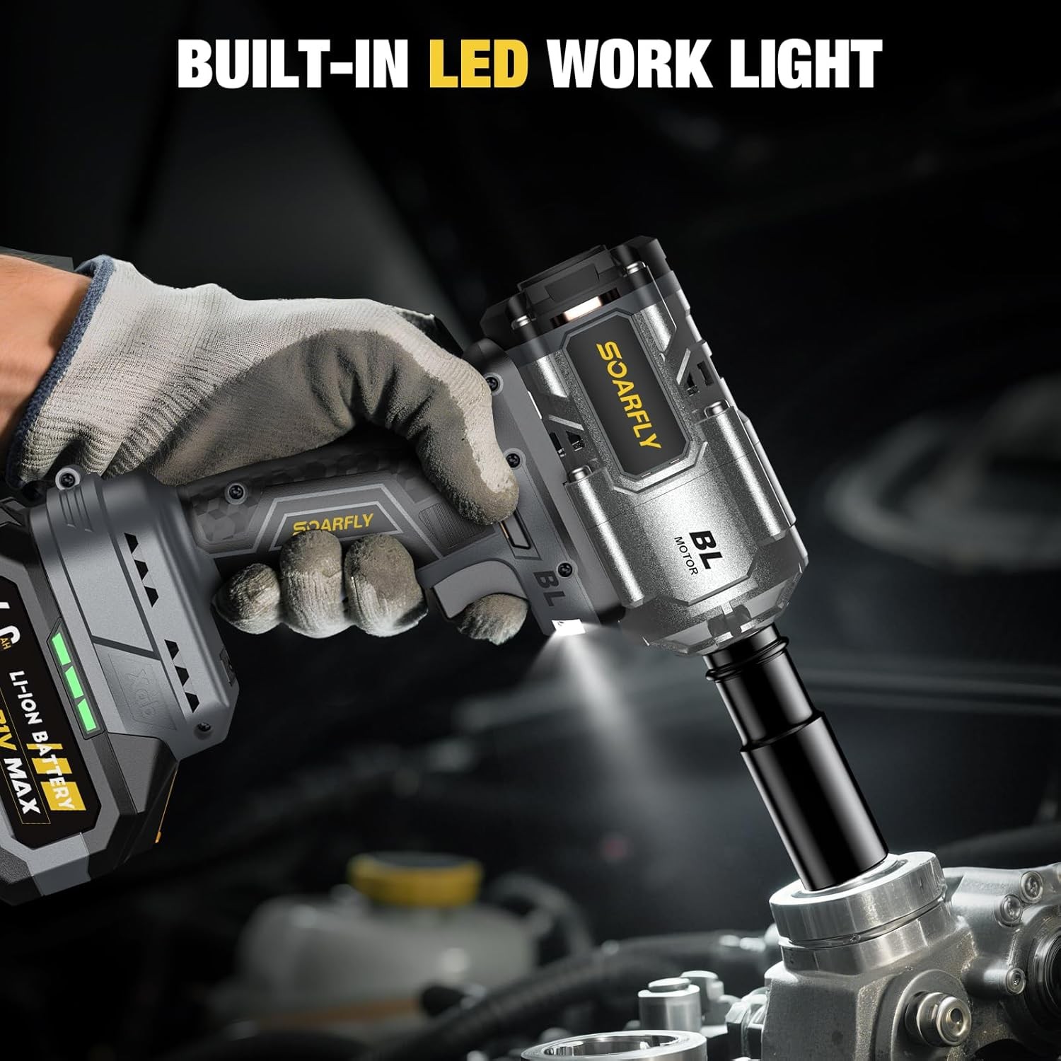 Upgraded Cordless Impact Wrench 1/2&Prime;, 900 Ft-lbs (1200 Nm) Brushless Impact Gun,