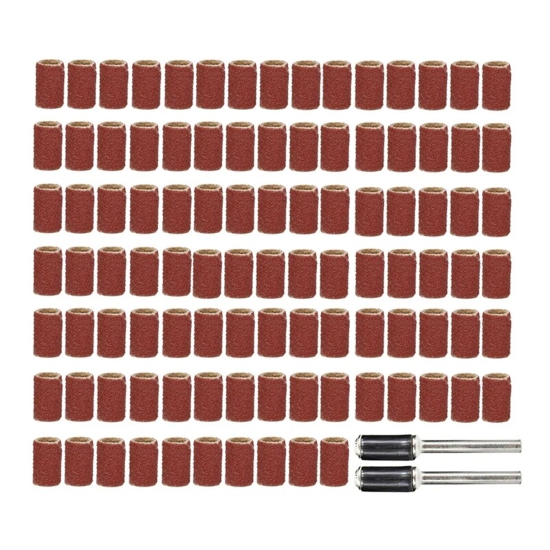 100Pcs Sanding Drums with 2Pcs Drum Mandrels Grinding Head Set for Rotary