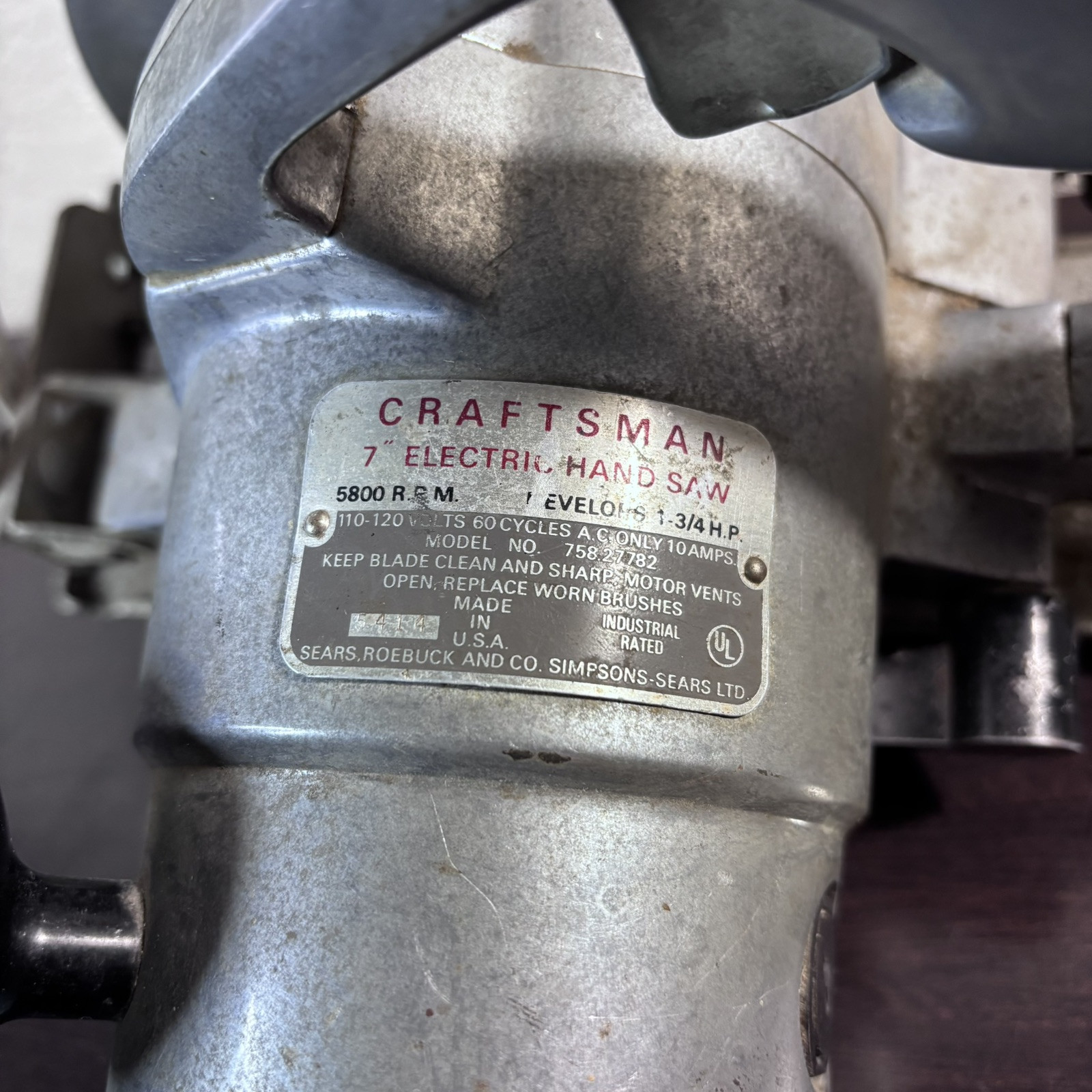 VTG Sears-Simpson LTD Craftsman 7” Electric Circular Hand Saw Model 758.27782