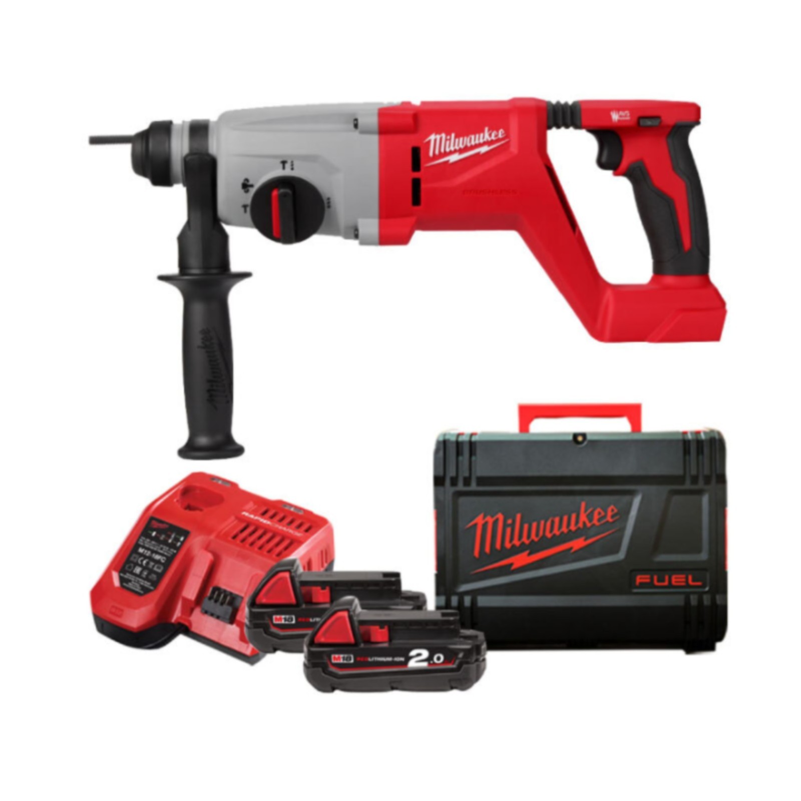 Milwaukee M18 BLHACD26-202X Rotary Hammer 18V SDS Plus 26mm Kit 2x 2.0Ah