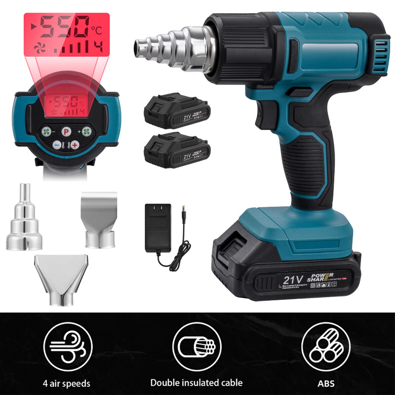 Heat Gun Hot Air Gun Wind Blower 4 gears High Power Tool 3 replaceable nozzles