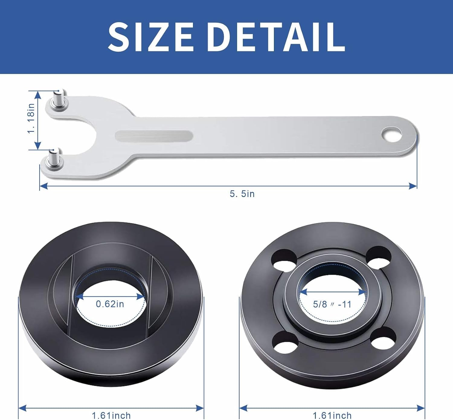 7PCS Angle Grinder Nut Kit 5/8-11 Flange Lock Nut 4.5&Prime; 5&Prime; Grinder Parts