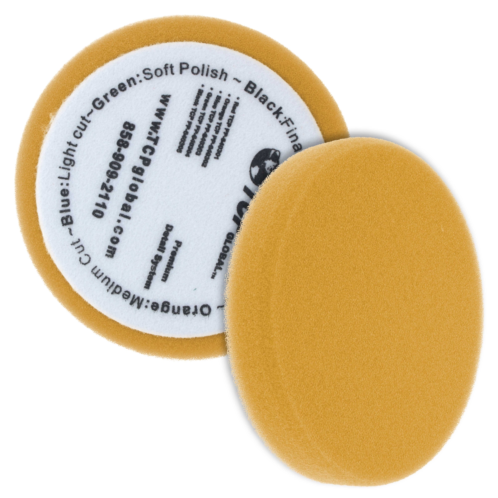 6.5&Prime; Orange Flat Medium Cut Grip Foam Polish Buff Pad DA Hook & Loop Car Detail