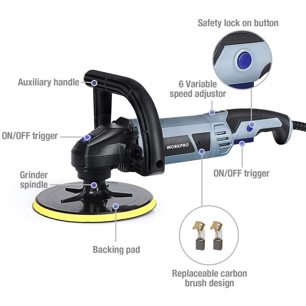 WORKPRO Buffer Polisher Buffer Waxer With Buffing Polishing Pads for Car Sanding