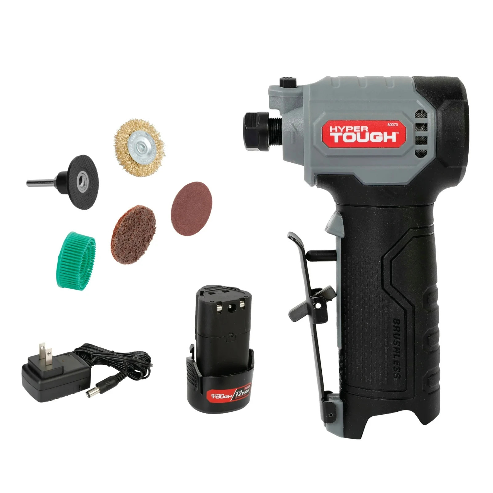 Hyper Tough 12V Max Brushless 1/4-inch Cordless Die Grinder,1.46 lb