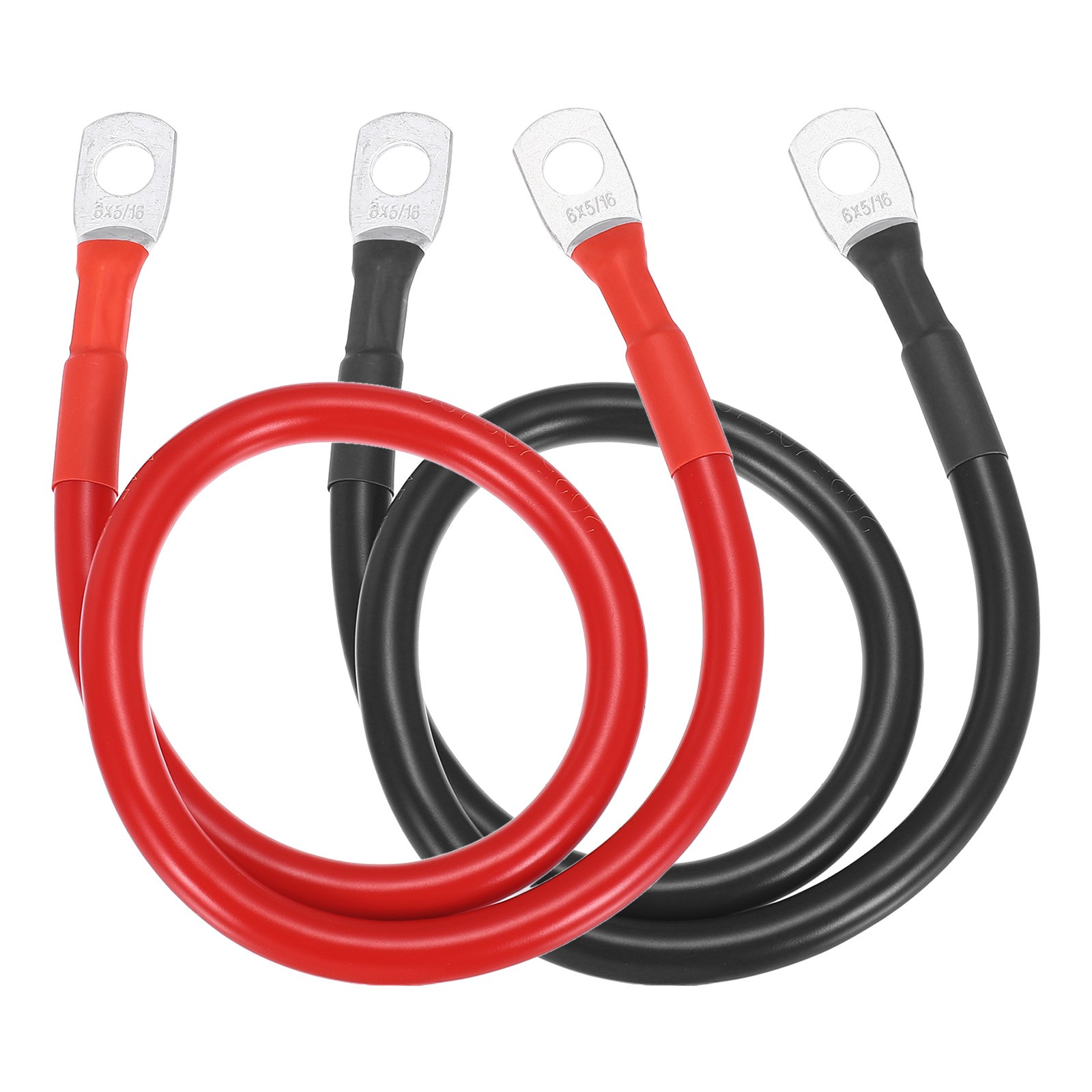 6 AWG, 1.5ft Battery Cable with 5/16&Prime; Ring Terminals for Inverter