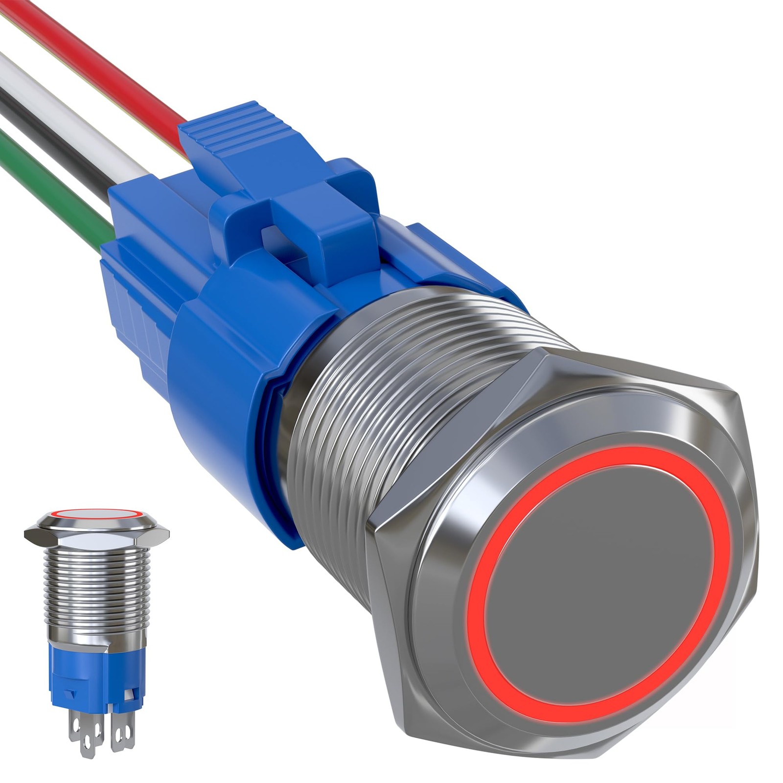EBILNVKE 16mm Latching Push Button Switch 5A 12V DC, IP65 Waterproof