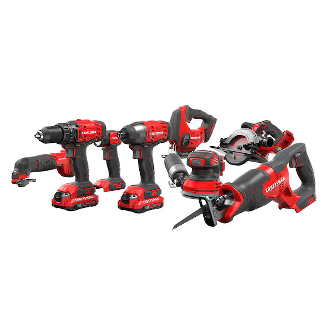 CRAFTSMAN V20 20-volt Max 8-Tool Power Tool Combo Kit with Soft Case (2-Batterie