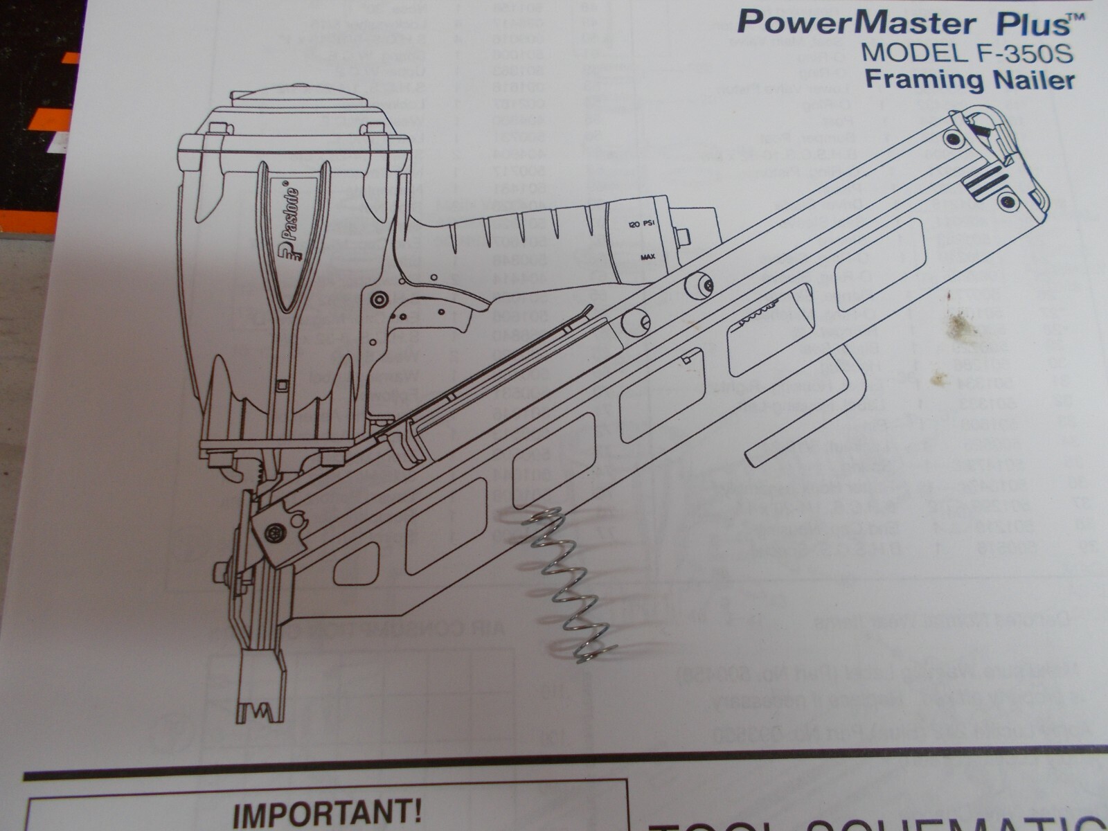 Paslode # 500199 TRIGGER SPRING (F350S)