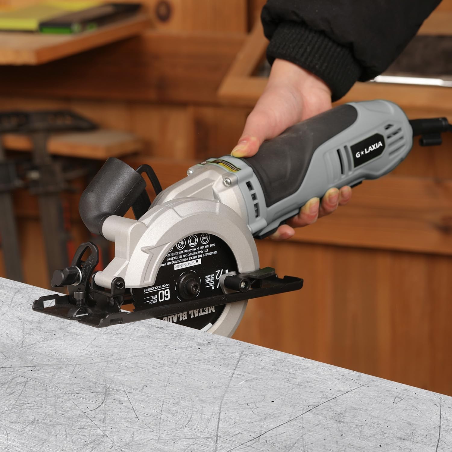 710W Mini Circular Saw, 5200RPM 6Amp Corded Compact Saw with 4-1/2&Prime; 24T TCT & 60