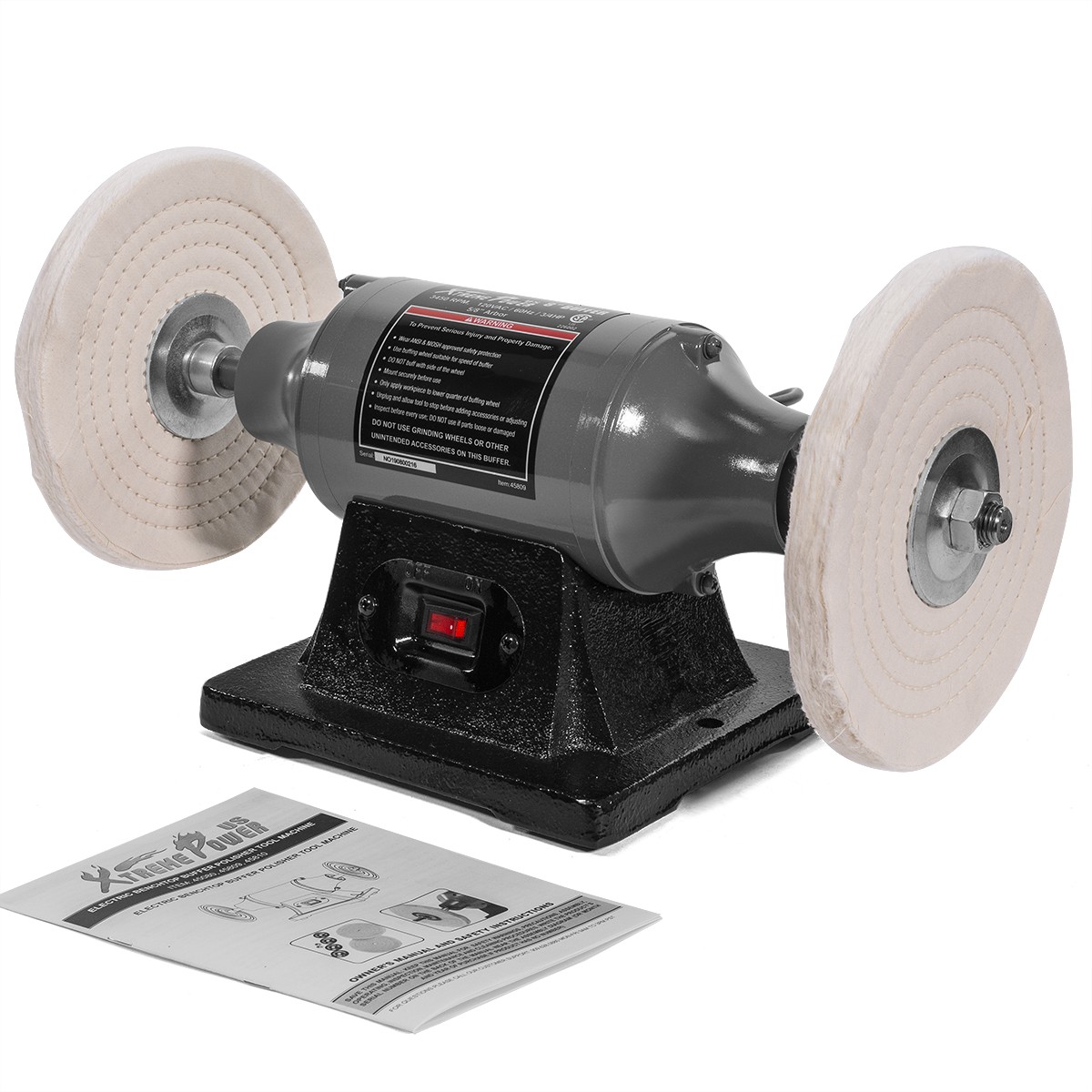XtremepowerUS 8&Prime; Electric Polisher Buff Machine Dual Pad 3/4HP Benchtop Buffer