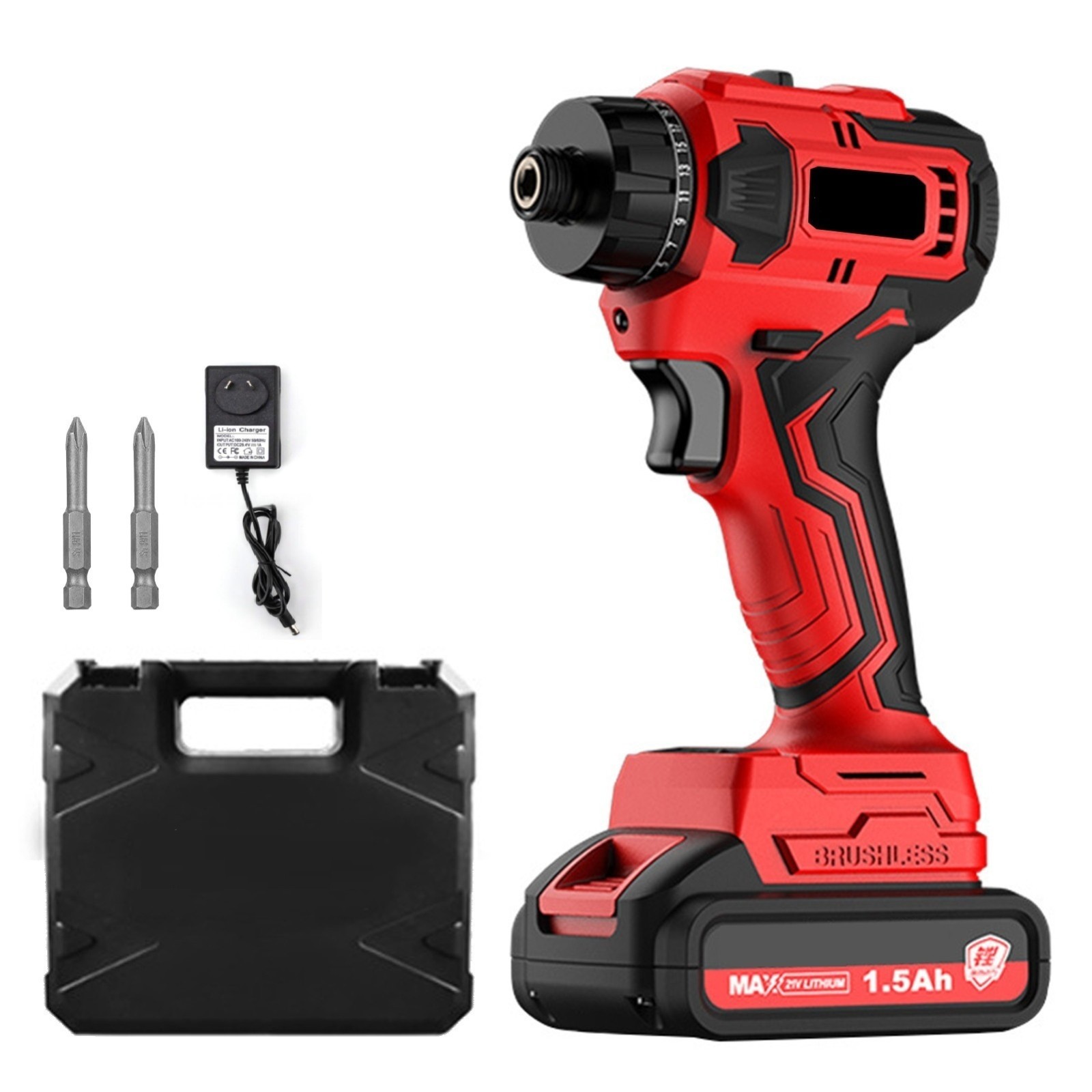 21V 50Nm Brushless Lithium Cordless Screwdriver Torque Adjustable Speed 1battery