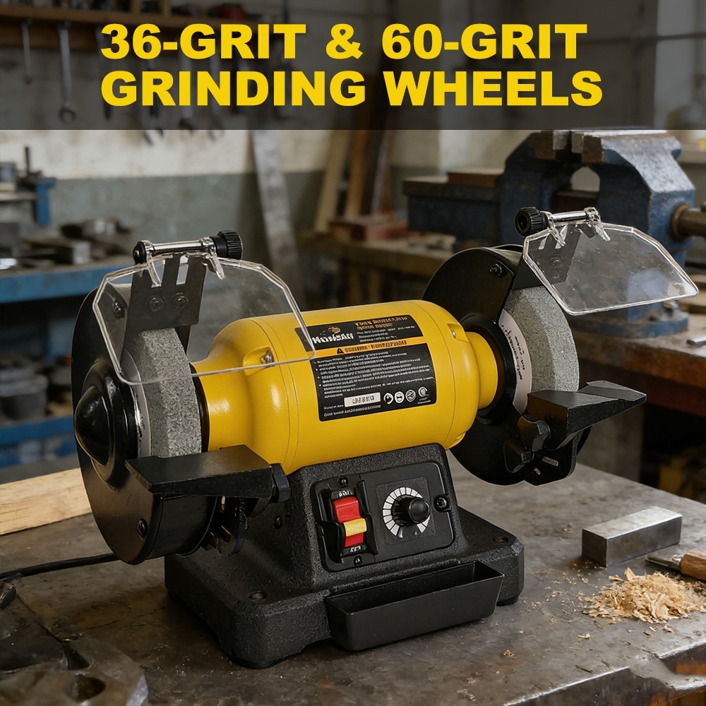 Woodskil 6 Inch 2.5A Variable Speed Bench Grinder, 2000–3400 RPM Table Grinder
