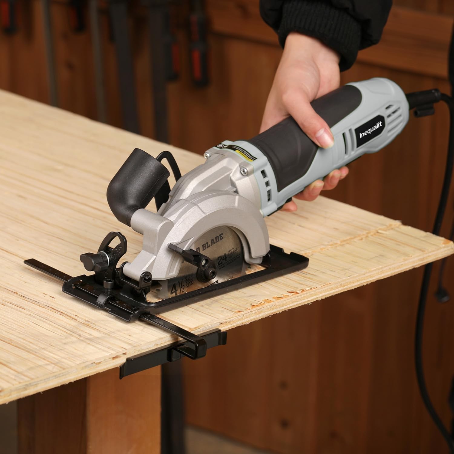 710W Mini Circular Saw, 5200RPM 6Amp Corded Compact Saw with 4-1/2&Prime; 24T TCT & 60