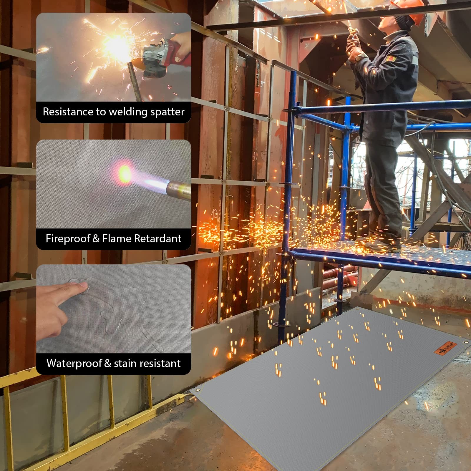 FLASLD Silicone Coated Welding Blanket 4×6 ft Welding Curtain Welding Shield …
