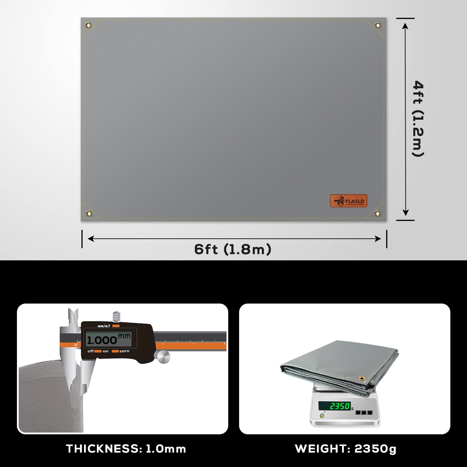 FLASLD Silicone Coated Welding Blanket 4×6 ft Welding Curtain Welding Shield …