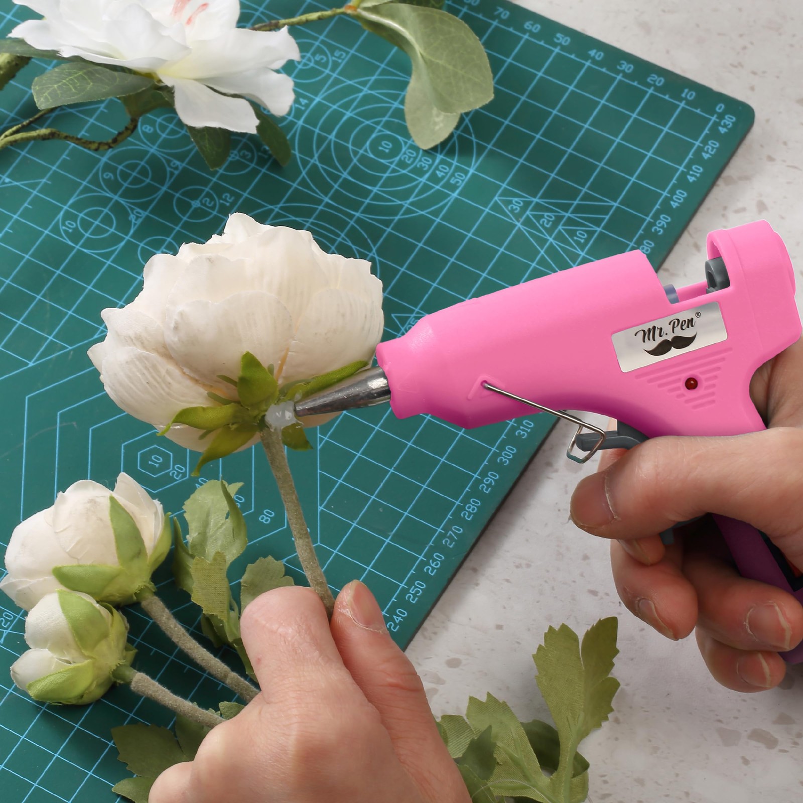 Mr. Pen- Mini Hot Glue Gun and with 10 Sticks, Pink & Gray