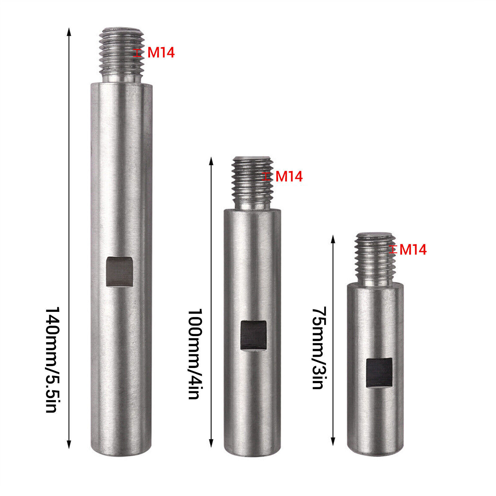 3Pc Angle Grinder Adapter Rod Kit Extension Rod M14 Adapter Rod Polishing Tool