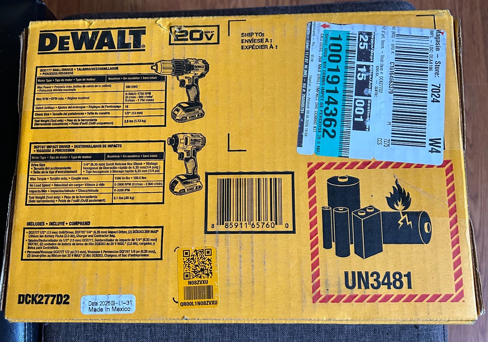*NEW IN BOX* Dewalt Brushless 2-Tool Combo Kit DCK277D2 *SEALED*