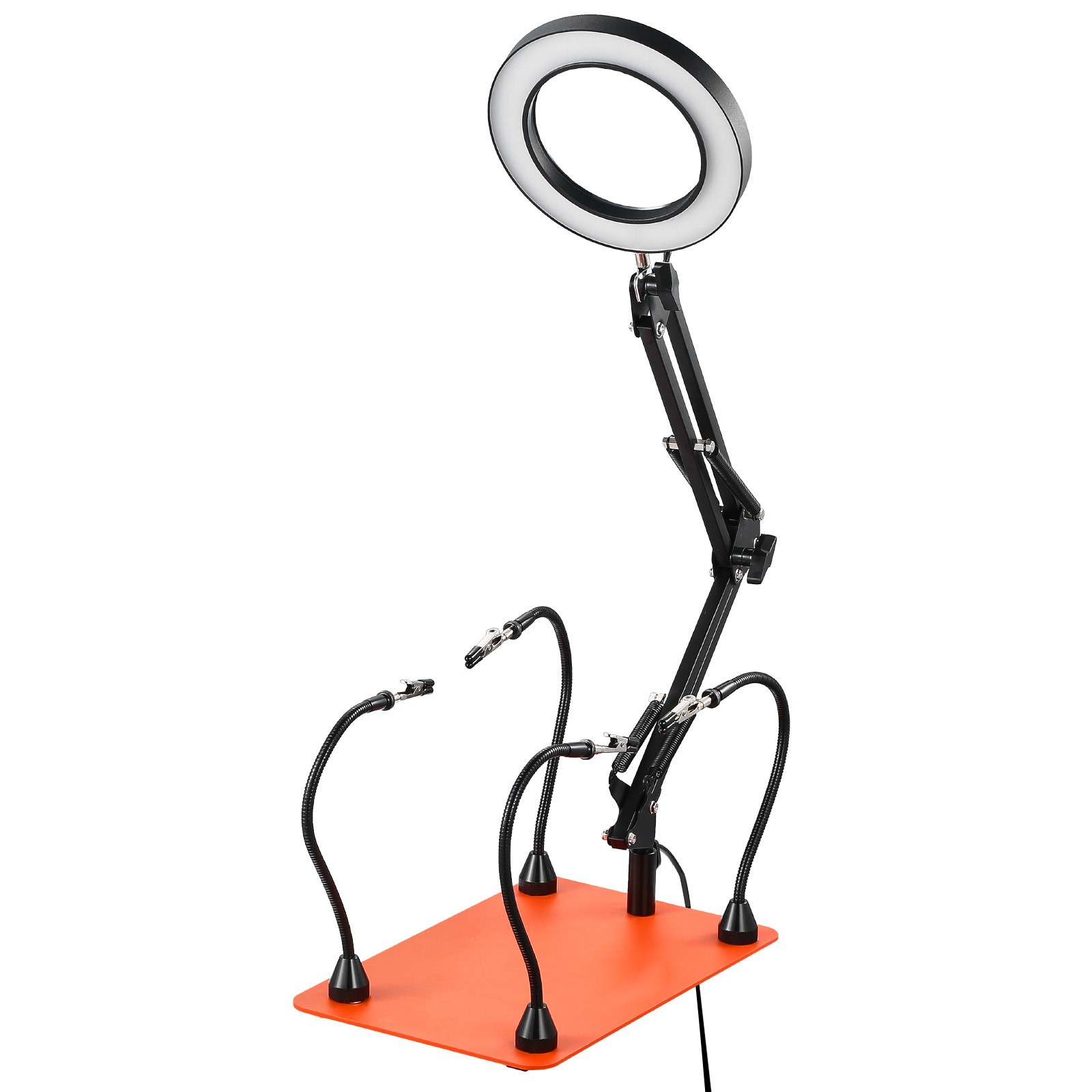 Magnetic Helping Hands Soldering Station 3X LED Magnifying Lamp 4 Arms