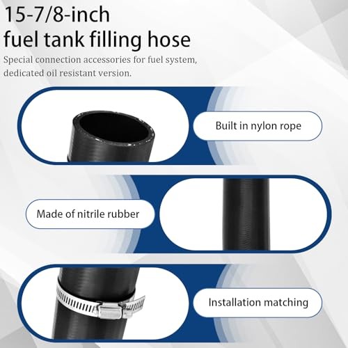 1 3/8 inch Fuel Filler Neck Hose With 4 Clamps, 15 7/8&Prime; 1.375&Prime; ID Straight